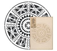NAKLEO Pochoir Mandala pour Peinture Murale Grand Format Diamètre 39 cm - S Modèle en Plastique et Réutilisable, Africain Ethno Ethnique, DIY Bricolage Artisanat Décoration, Bois Tissu Mueble