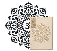 NAKLEO Pochoir Mandala pour Peinture Murale Grand Format Diamètre 39 cm - S, Modèle en Plastique et Réutilisable, OM Tibétain Ethnique, DIY Bricolage Artisanat Décoration, Bois Tissu Mueble