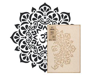 NAKLEO Pochoir Mandala pour Peinture Murale Grand Format Diamètre 89 cm - L, Modèle en Plastique et Réutilisable, OM Tibétain Ethnique, DIY Bricolage Artisanat Décoration, Bois Tissu Mueble