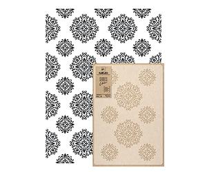 NAKLEO Pochoir Mural pour Peinture Grand Format 59x95cm, Modèle Répétitif en Plastique, Réutilisable, Jaipur Ornement Élégant Damassé Géométrique, DIY Bricolage Artisanat Décoration a Peindre