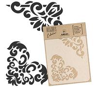 NAKLEO Pochoir pour Peinture Artisanat A3 30x42cm, Modèle en Plastique, Réutilisable, Coins Frontière Ornement, DIY Bricolage Scrapbooking Décoration a Peindre, Mur Sol Bois Tissu Meuble