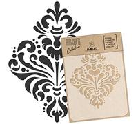 NAKLEO Pochoir pour Peinture Artisanat A3 30x42cm, Modèle en Plastique, Réutilisable, Damassé Ornement Classique, DIY Bricolage Scrapbooking Décoration a Peindre, Mur Sol Bois Tissu Meuble