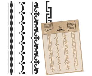 NAKLEO Pochoir pour Peinture Artisanat A3 30x42cm, Modèle en Plastique, Réutilisable, Ensemble Mini Bordures, DIY Bricolage Scrapbooking Décoration a Peindre, Mur Sol Bois Tissu Meuble