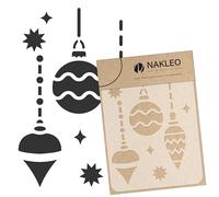 NAKLEO Pochoir pour Peinture Artisanat A4 21x30cm, Modèle en Plastique, Réutilisable, Boules de Noël Motif, DIY Bricolage Scrapbooking Décoration a Peindre, Mur Sol Bois Tissu Meuble