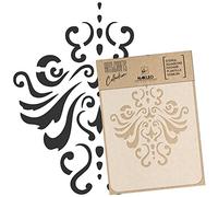 NAKLEO Pochoir pour Peinture Artisanat A4 21x30cm, Modèle en Plastique, Réutilisable, Damassé Ornement Classique, DIY Bricolage Scrapbooking Décoration a Peindre, Mur Sol Bois Tissu Meuble