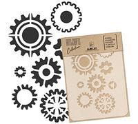 NAKLEO Pochoir pour Peinture Artisanat A4 21x30cm, Modèle en Plastique, Réutilisable, Engrenages Usine Mécanisme, DIY Bricolage Scrapbooking Décoration a Peindre, Mur Sol Bois Tissu Meuble