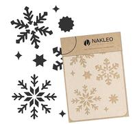 NAKLEO Pochoir pour Peinture Artisanat A4 21x30cm, Modèle en Plastique, Réutilisable, Flocons de Neige Noël Motif, DIY Bricolage Scrapbooking Décoration a Peindre, Mur Sol Bois Tissu Meuble