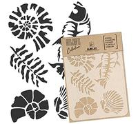 NAKLEO Pochoir pour Peinture Artisanat A4 21x30cm, Modèle en Plastique, Réutilisable, Fossiles Ammonites Jurassique, DIY Bricolage Scrapbooking Décoration a Peindre, Mur Sol Bois Tissu Meuble