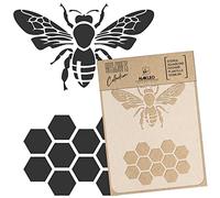 NAKLEO Pochoir pour Peinture Artisanat A5 15x21cm, Modèle en Plastique, Réutilisable, Abeille Miel Géométrique, DIY Bricolage Scrapbooking Décoration a Peindre, Mur Sol Bois Tissu Meuble