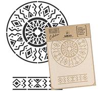 NAKLEO Pochoir pour Peinture Artisanat A5 15x21cm, Modèle en Plastique, Réutilisable, Africain Mandala Ornement, DIY Bricolage Scrapbooking Décoration a Peindre, Mur Sol Bois Tissu Meuble
