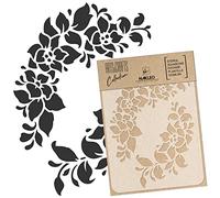 NAKLEO Pochoir pour Peinture Artisanat A5 15x21cm, Modèle en Plastique, Réutilisable, Fleurs Cadre Floral, DIY Bricolage Scrapbooking Décoration a Peindre, Mur Sol Bois Tissu Meuble