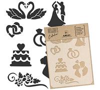 NAKLEO Pochoir pour Peinture Artisanat A5 15x21cm, Modèle en Plastique, Réutilisable, Mariage Invitation Amour, DIY Bricolage Scrapbooking Décoration a Peindre, Mur Sol Bois Tissu Meuble