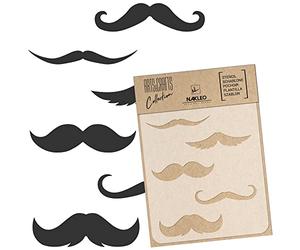 NAKLEO Pochoir pour Peinture Artisanat A5 15x21cm, Modèle en Plastique, Réutilisable, Moustache Élégance Coiffeur Ensemble, DIY Bricolage Scrapbooking Décoration a Peindre, Mur Sol Bois Tissu Meuble