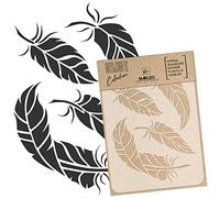 NAKLEO Pochoir pour Peinture Artisanat A5 15x21cm, Modèle en Plastique, Réutilisable, Oiseau Plumes Ailes, DIY Bricolage Scrapbooking Décoration a Peindre, Mur Sol Bois Tissu Meuble