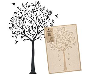 NAKLEO Pochoir pour Peinture Murale Grand Format 110x172cm, Modèle en Plastique et Réutilisable, Gros Arbre Oiseaux Nature, DIY Bricolage Artisanat Décoration a Peindre, Bois Tissu Mueble