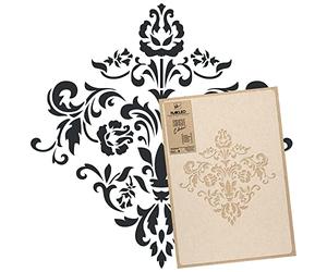 NAKLEO Pochoir pour Peinture Murale Grand Format 43x64cm, Modèle en Plastique et Réutilisable, Damassé Ornement Orient, DIY Bricolage Artisanat Décoration a Peindre, Bois Tissu Mueble