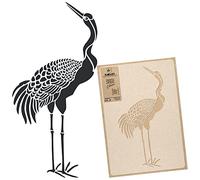 NAKLEO Pochoir pour Peinture Murale Grand Format 43x64cm, Modèle en Plastique et Réutilisable, Japonais Debout Grue Art Déco Oriental, DIY Bricolage Artisanat Décoration a Peindre, Bois Tissu Mueble