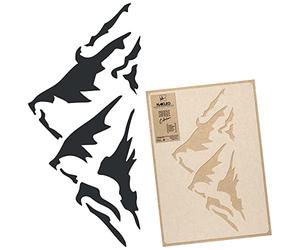 NAKLEO Pochoir pour Peinture Murale Grand Format 43x64cm, Modèle en Plastique et Réutilisable, Montagnes Pics Voyager, DIY Bricolage Artisanat Décoration a Peindre, Bois Tissu Mueble