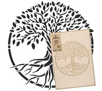 NAKLEO Pochoir pour Peinture Murale Grand Format 59x95cm, Modèle en Plastique et Réutilisable, Arbre Vie Cercle, DIY Bricolage Artisanat Décoration a Peindre, Bois Tissu Mueble