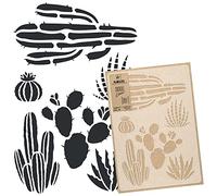 NAKLEO Pochoir pour Peinture Murale Grand Format 59x95cm, Modèle en Plastique et Réutilisable, Cactus Désert Usine, DIY Bricolage Artisanat Décoration a Peindre, Bois Tissu Mueble