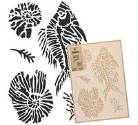NAKLEO Pochoir pour Peinture Murale Grand Format 59x95cm, Modèle en Plastique et Réutilisable, Fossiles Ammonite Jurassique, DIY Bricolage Artisanat Décoration a Peindre, Bois Tissu Mueble