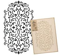 NAKLEO Pochoir pour Peinture Murale Grand Format 59x95cm, Modèle en Plastique et Réutilisable, Ornement Baroque Classique, DIY Bricolage Artisanat Décoration a Peindre, Bois Tissu Mueble