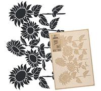 NAKLEO Pochoir pour Peinture Murale Grand Format 59x95cm, Modèle en Plastique et Réutilisable, Tournesol Feuille Nature, DIY Bricolage Artisanat Décoration a Peindre, Bois Tissu Mueble
