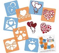 NAKLEO Pochoirs de Dessin pour Enfants 8 Pcs 15x15cm Amour Coeur, Plastique et Réutilisable Créatif Modèles pour Peinture, DIY Bricolage Décoration Arts et Artisanat, Papier Mur Bois Tissu