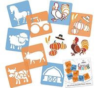 NAKLEO Pochoirs de Dessin pour Enfants 8 Pcs 15x15cm Animaux de Ferme, Plastique et Réutilisable Créatif Modèles pour Peinture, DIY Bricolage Décoration Arts et Artisanat, Papier Mur Bois Tissu