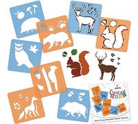 NAKLEO Pochoirs de Dessin pour Enfants 8 Pcs 15x15cm Animaux des Forêts, Plastique et Réutilisable Créatif Modèles pour Peinture, DIY Bricolage Décoration Arts et Artisanat, Papier Mur Bois Tissu