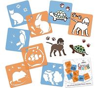 NAKLEO Pochoirs de Dessin pour Enfants 8 Pcs 15x15cm Animaux Domestiques, Plastique et Réutilisable Créatif Modèles pour Peinture, DIY Bricolage Décoration Arts et Artisanat, Papier Mur Bois Tissu