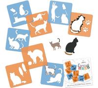 NAKLEO Pochoirs de Dessin pour Enfants 8 Pcs 15x15cm Chats, Plastique et Réutilisable Créatif Modèles pour Peinture, DIY Bricolage Décoration Arts et Artisanat, Papier Mur Bois Tissu