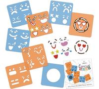 NAKLEO Pochoirs de Dessin pour Enfants 8 Pcs 15x15cm Emoticônes, Plastique et Réutilisable Créatif Modèles pour Peinture, DIY Bricolage Décoration Arts et Artisanat, Papier Mur Bois Tissu