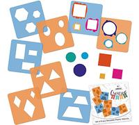 NAKLEO Pochoirs de Dessin pour Enfants 8 Pcs 15x15cm Figures Géométriques, Plastique et Réutilisable Créatif Modèles pour Peinture, DIY Bricolage Décoration Arts et Artisanat, Papier Mur Bois Tissu