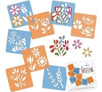 NAKLEO Pochoirs de Dessin pour Enfants 8 Pcs 15x15cm Fleurs, Plastique et Réutilisable Créatif Modèles pour Peinture, DIY Bricolage Décoration Arts et Artisanat, Papier Mur Bois Tissu