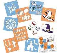 NAKLEO Pochoirs de Dessin pour Enfants 8 Pcs 15x15cm Halloween, Plastique et Réutilisable Créatif Modèles pour Peinture, DIY Bricolage Décoration Arts et Artisanat, Papier Mur Bois Tissu