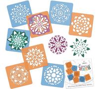 NAKLEO Pochoirs de Dessin pour Enfants 8 Pcs 15x15cm Mandales, Plastique et Réutilisable Créatif Modèles pour Peinture, DIY Bricolage Décoration Arts et Artisanat, Papier Mur Bois Tissu