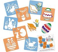 NAKLEO Pochoirs de Dessin pour Enfants 8 Pcs 15x15cm Pâques, Plastique et Réutilisable Créatif Modèles pour Peinture, DIY Bricolage Décoration Arts et Artisanat, Papier Mur Bois Tissu