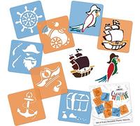 NAKLEO Pochoirs de Dessin pour Enfants 8 Pcs 15x15cm Pirates, Plastique et Réutilisable Créatif Modèles pour Peinture, DIY Bricolage Décoration Arts et Artisanat, Papier Mur Bois Tissu