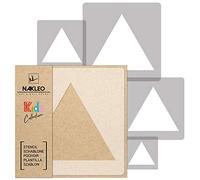 NAKLEO Pochoirs de Peinture pour Enfants, 5 pièces 9x9 à 34x34cm, Modèle de Dessin en Plastique, Réutilisables, Triangle Géométrique Triangulaire, DIY Bricolage Décoration Chambre, Mur Meubles Papier