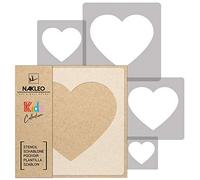 NAKLEO Pochoirs de Peinture pour Enfants, 5 pièces 9x9 à 34x34cm, Modèle de Dessin en Plastique, Réutilisables, Coeur Amour Saint-Valentin, DIY Bricolage Décoration Chambre, Mur Meubles Papier