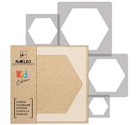 NAKLEO Pochoirs de Peinture pour Enfants, 5 pièces 9x9 à 34x34cm, Modèle de Dessin en Plastique, Réutilisables, Rayon de Miel Hexagone, DIY Bricolage Décoration Chambre, Mur Meubles Papier