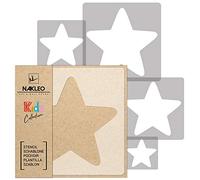 NAKLEO Pochoirs de Peinture pour Enfants, 5 pièces 9x9 à 34x34cm, Modèle de Dessin en Plastique, Réutilisables, Étoile Drapeau Cinq Branches, DIY Bricolage Décoration Chambre, Mur Meubles Papier