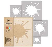NAKLEO Pochoirs de Peinture pour Enfants, 5 pièces 9x9 à 34x34cm, Modèle de Dessin en Plastique, Réutilisables, Éclaboussure Tache Frottis, DIY Bricolage Décoration Chambre, Mur Meubles Papier
