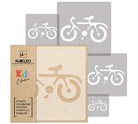 NAKLEO Pochoirs de Peinture pour Enfants, 5 pièces 9x9 à 34x34cm, Modèle de Dessin en Plastique, Réutilisables, Vélo Bicyclette Monter, DIY Bricolage Décoration Chambre, Mur Meubles Papier