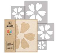 NAKLEO Pochoirs de Peinture pour Enfants, 5 pièces 9x9 à 34x34cm, Modèle de Dessin en Plastique, Réutilisables, Fleur Plante Inflorescence, DIY Bricolage Décoration Chambre, Mur Meubles Papier