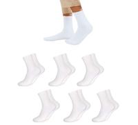 Nakloe Lot de 6 paires de chaussettes d'école pour enfant - Chaussettes pour fille - Chaussettes d'école (FR/ES, Numérique, 22, 26, Grande taille, Blanc)