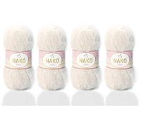 NAKO Paris, fil à tricoter, fil à crochet, acrylique, châle, écharpe d'hiver - 4 écheveaux (pelote) 40 % acrylique de qualité supérieure - 60 % polyamide par écheveau/pelote - 100 g - 268 m