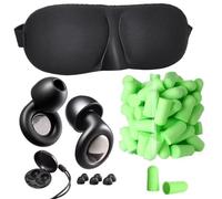 NAKOSITE Bouchon d'Oreille Pour Dormir 45dB, 4 Tailles + Masque de Nuit Rembourré + 5 Paires Bouchons Mousse - Kit Anti-Bruit Réutilisable pour Voyager, Étudier - Silicone Supérieur