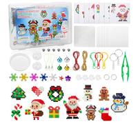 Nakutita Coffret Noël 2500 perles thermocollantes perles 5 mm avec panneau perforé 12 motifs papier thermocollant kit créatif DIY pour bricolage enfant cadeau décoration Noël
